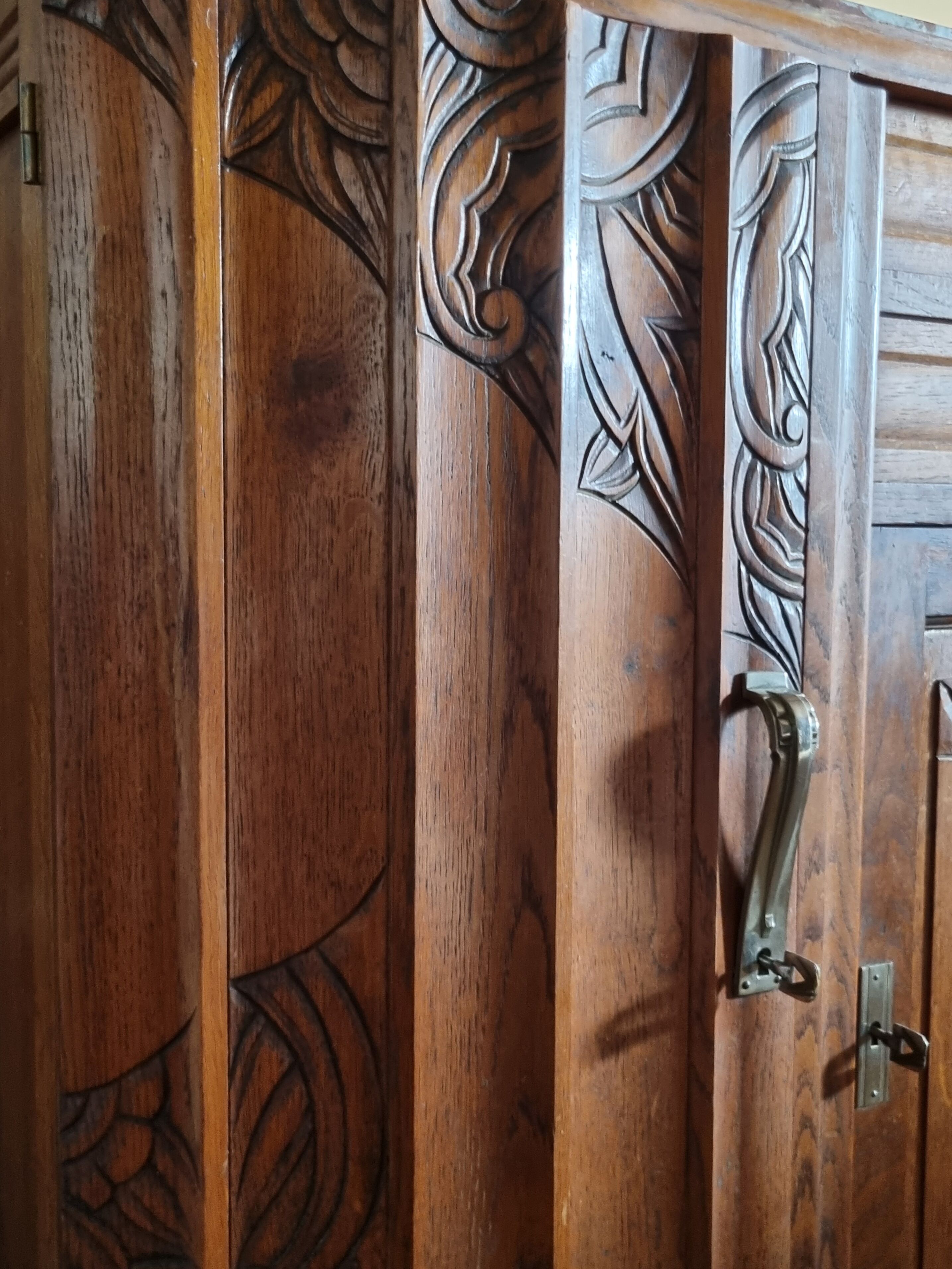 Old low art deco style sideboard, with marble and mirror