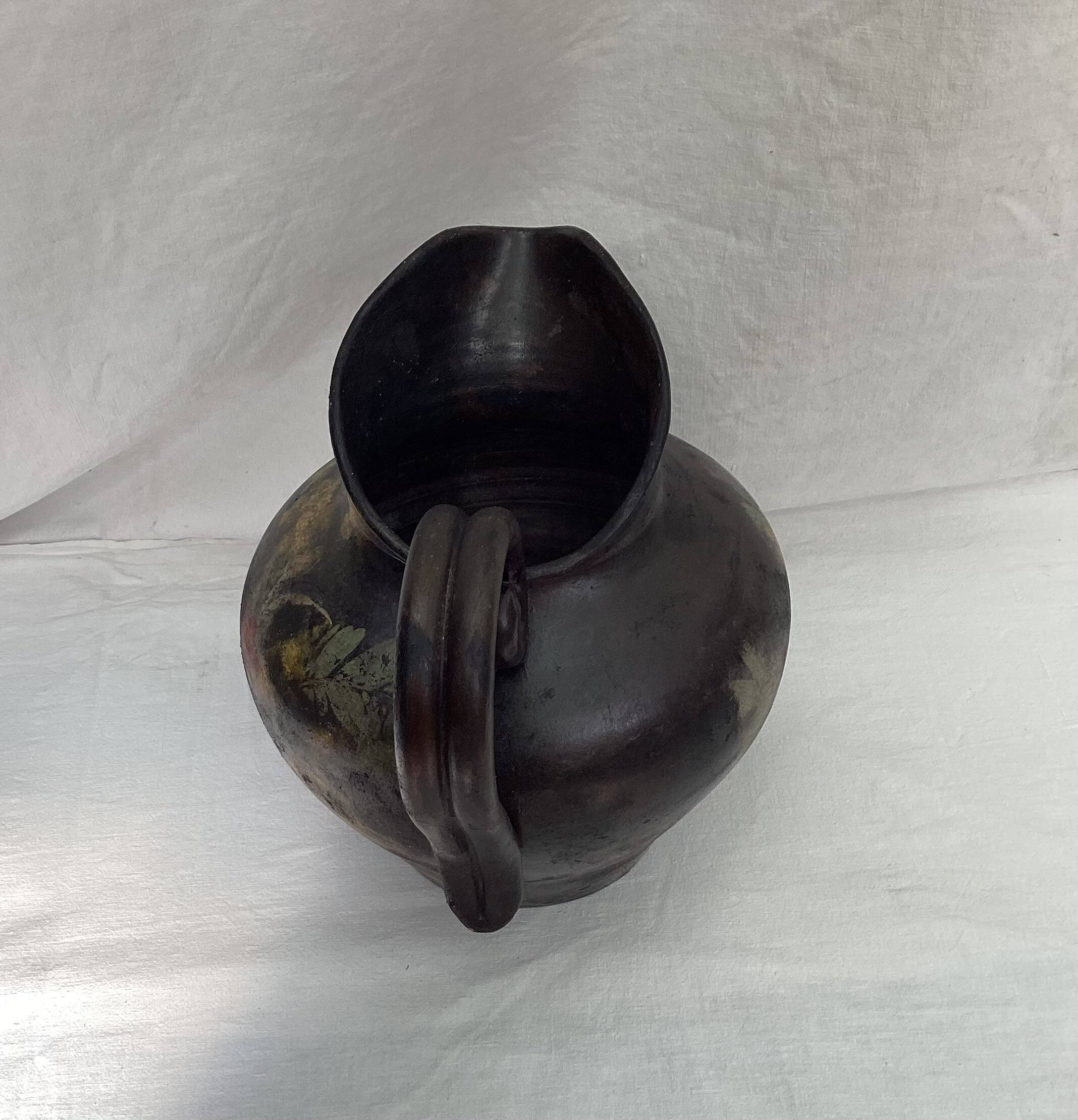 Antique, very large ceramic pitcher signed Vallauris. Dimensions: height - 30cm, maximum diameter - 23cm