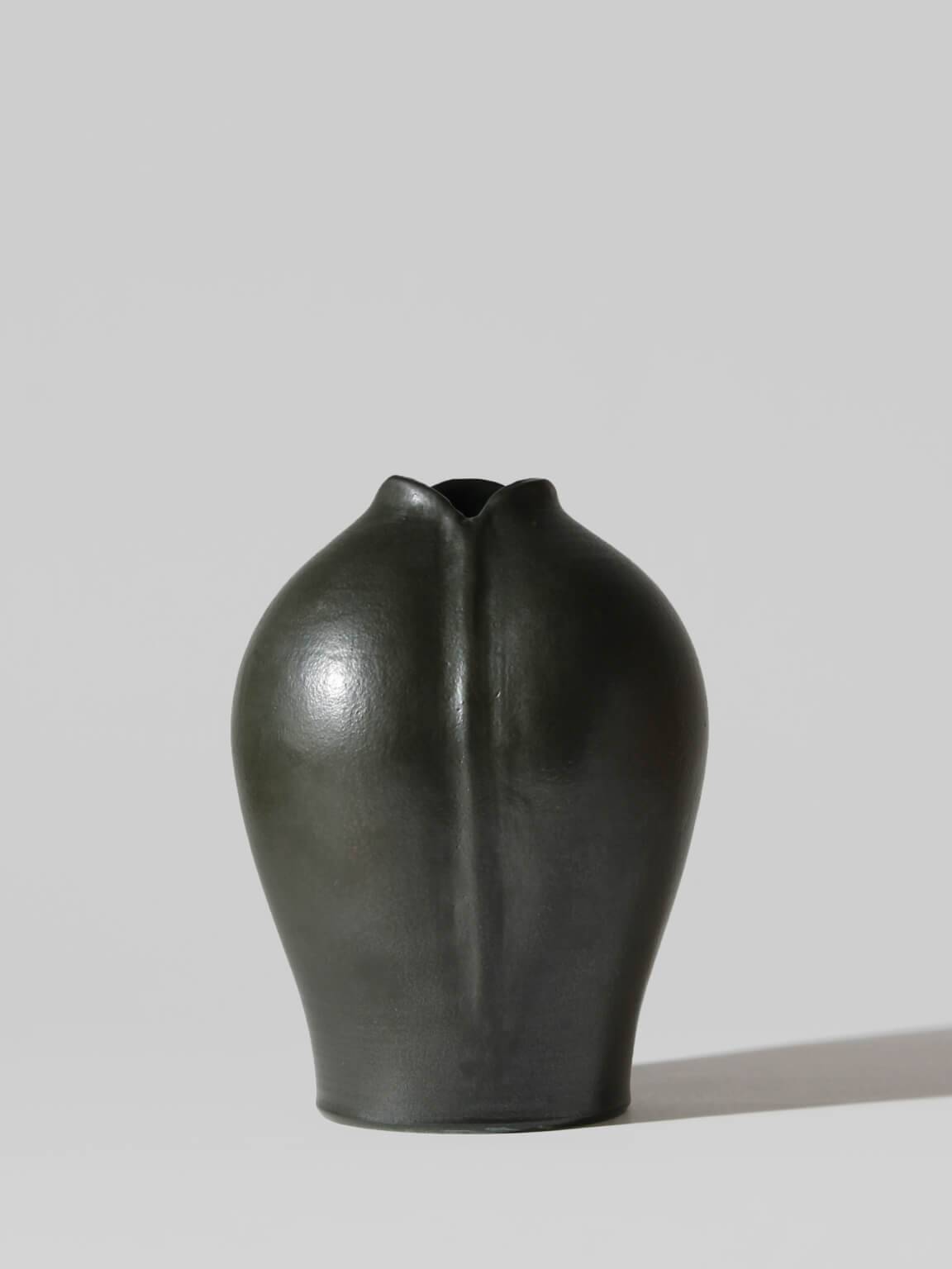 Flower Bud Shaped Ceramic Vintage Vase, Signed