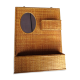 Etagère à miroir en rotin 1960