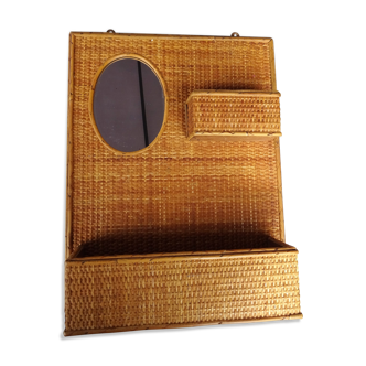 Rattan mirror shelf 1960