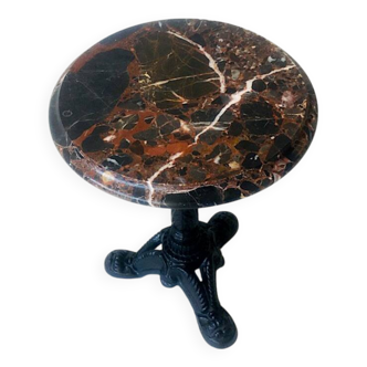 Vintage cast iron side table marble top