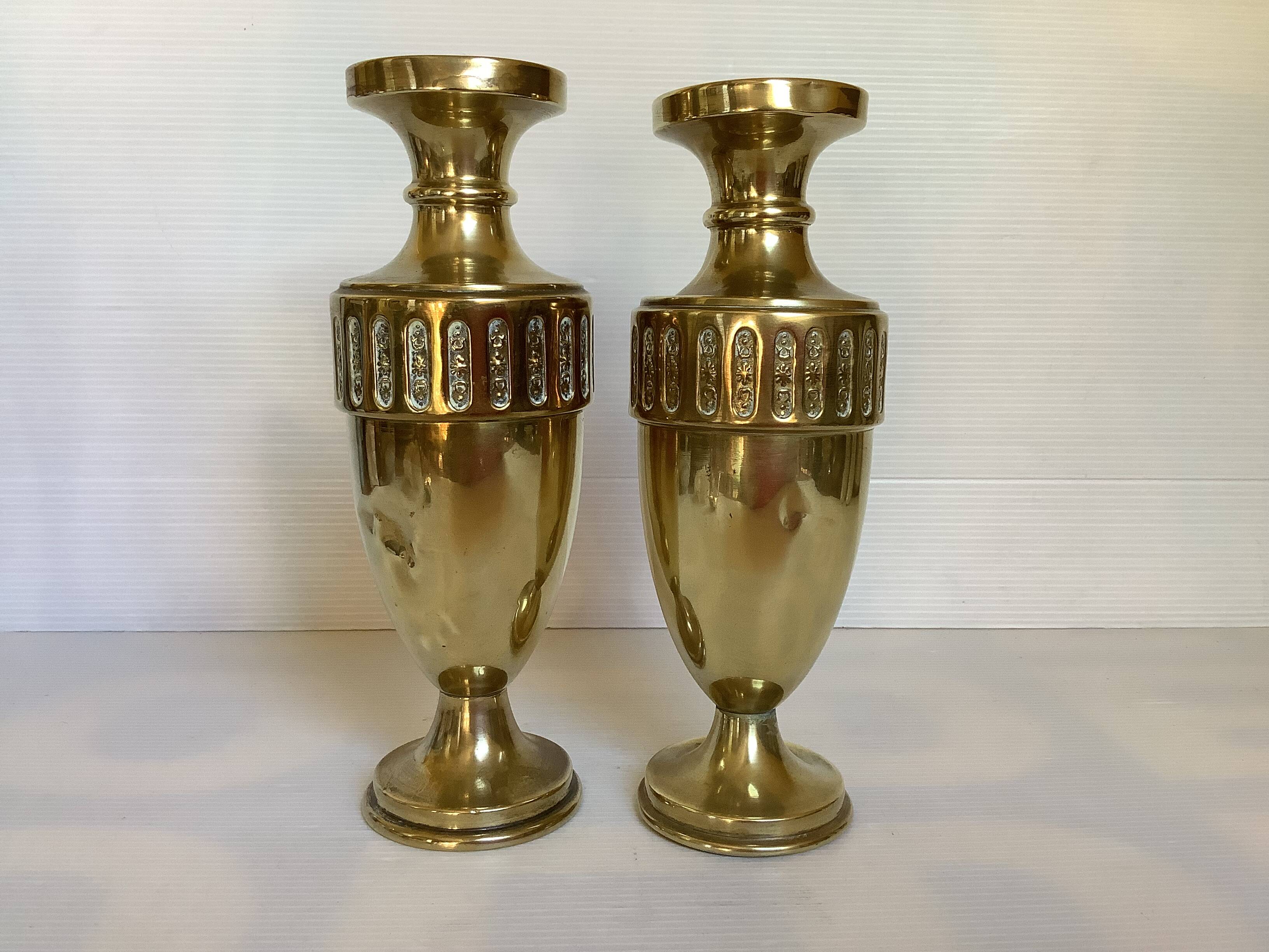 Pair of brass vases