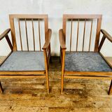 Pair of Thonet Boomerang armchairs designed by Antonin Suman