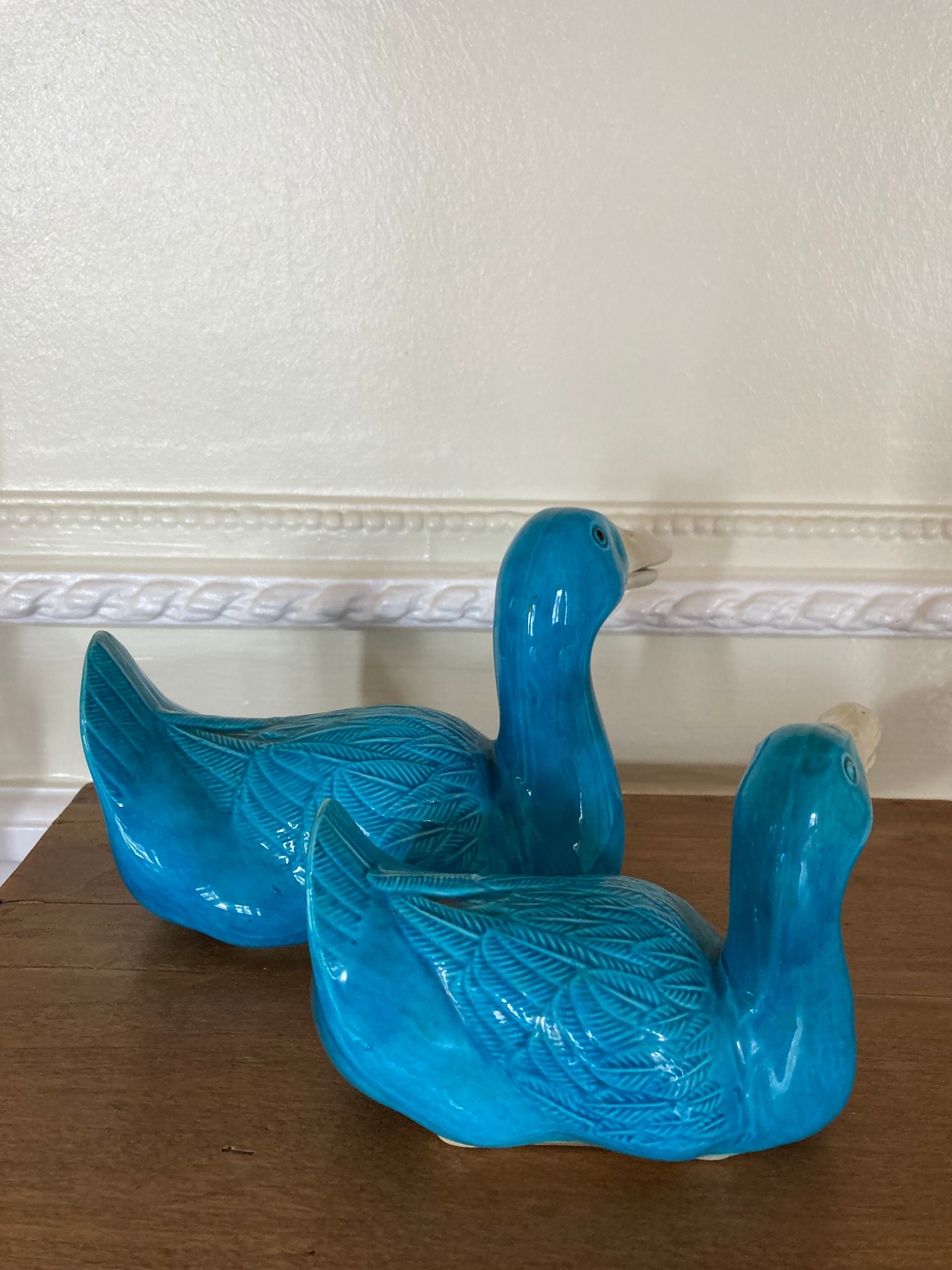 Paire de canards en porcelaine de Chine - milieu XXeme