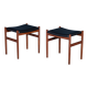 Teak Stools with Black Leather Tops by Spøttrup Møbelfabrik, 1960s, Set of 2
