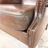 Vintage sheep leather wingback armchair london