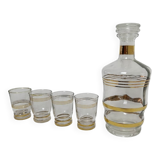 Liqueur carafe and its 4 small glasses