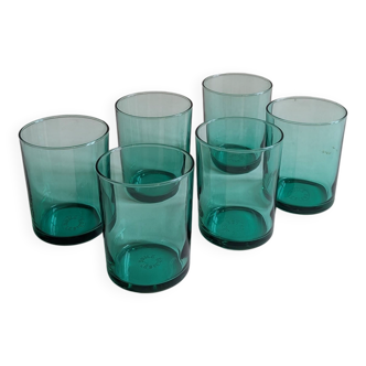 Set of 6 green glasses