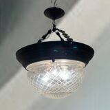 Suspension en cristal et bronze, années 40