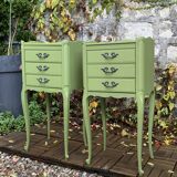 Pair of Louis XV style khaki bedside tables