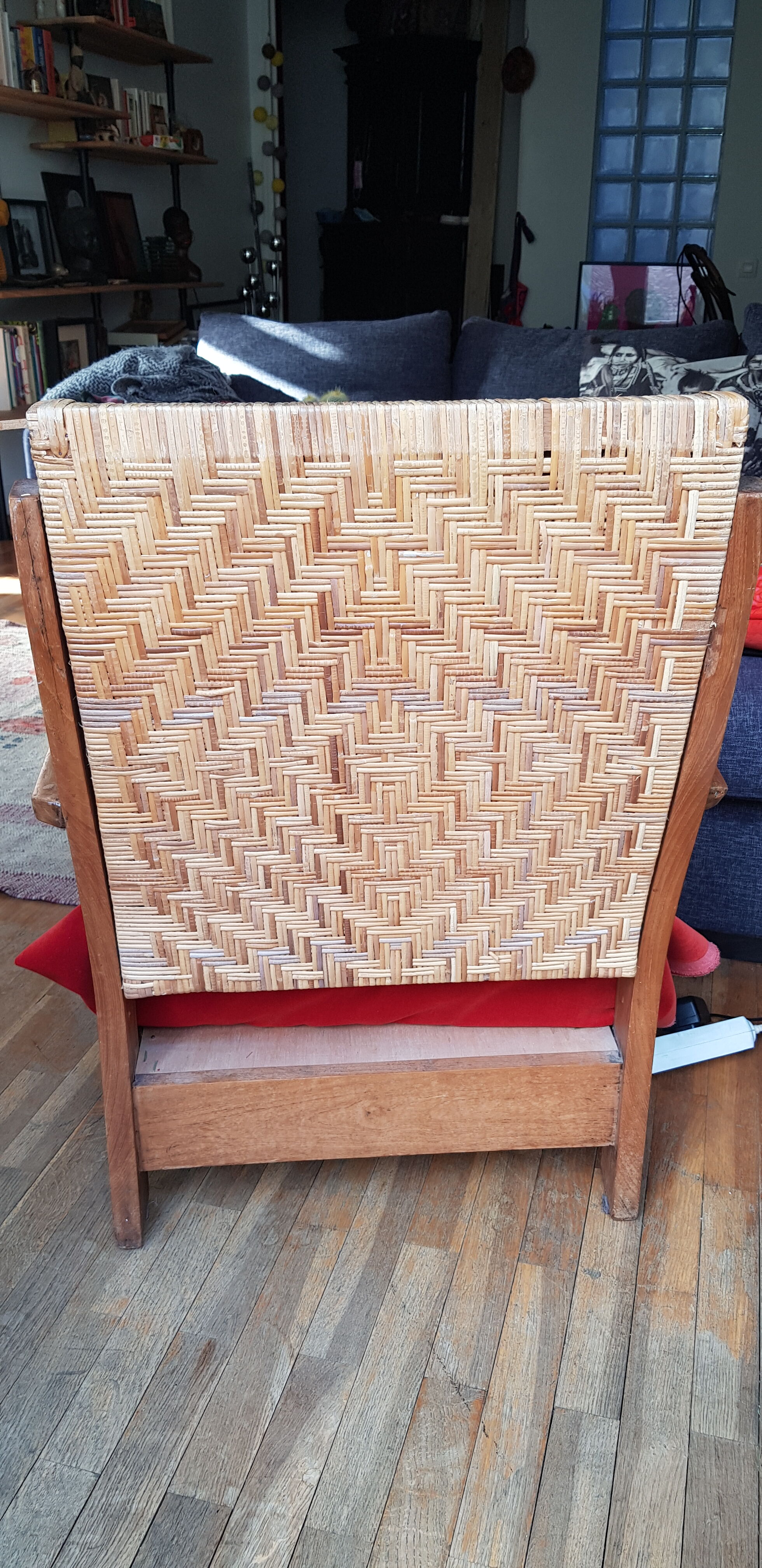 Fauteuil en teck et rotin style colonial indonésien