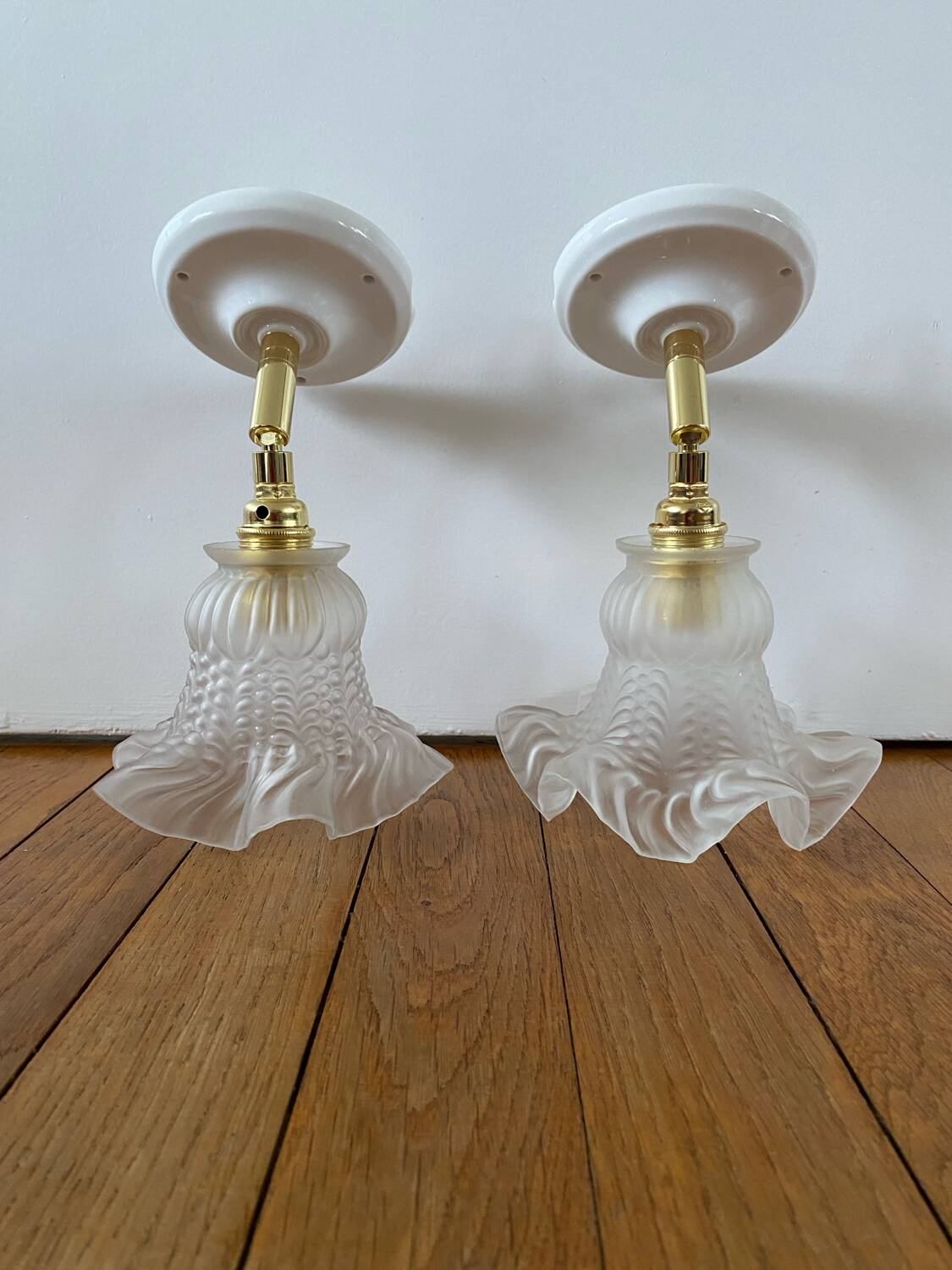 Pair of vintage tulip wall lights