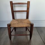 Chaise enfant ancienne en paille