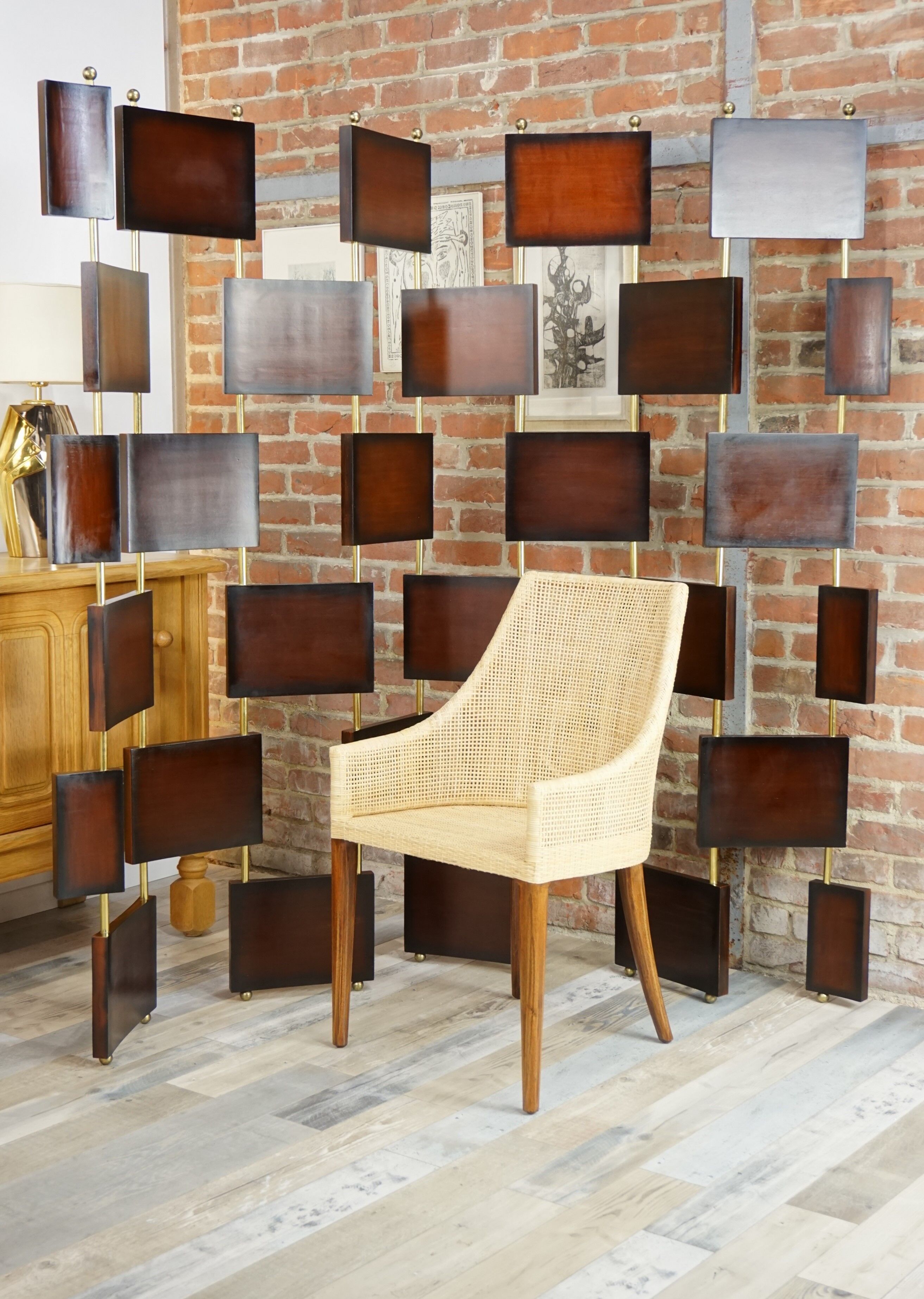 Wooden and brass screen