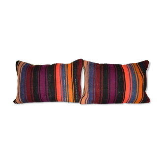 Turkish lumbar Kilim cushion covers, set of 2 AK592