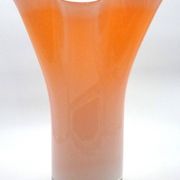 Murano handkerchief vase, blown glass, 1960s design, white and orange.