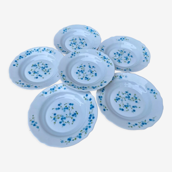 Assiettes creuses arcopal fleurs bleues