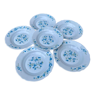 Assiettes creuses arcopal fleurs bleues