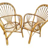 Set of 2 rattan armchairs from the 60s