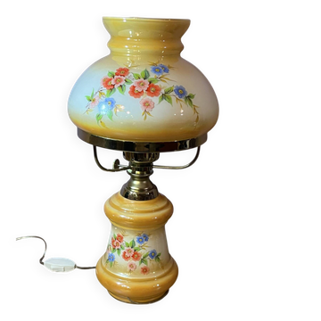 Large "hurricane" table lamp in new opaline glass.