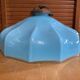 Old Suspension Opaline Blue Lampshade White Interior + Brass #E
