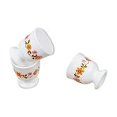 Lot de 3 coquetiers vintage motifs fleurs oranges