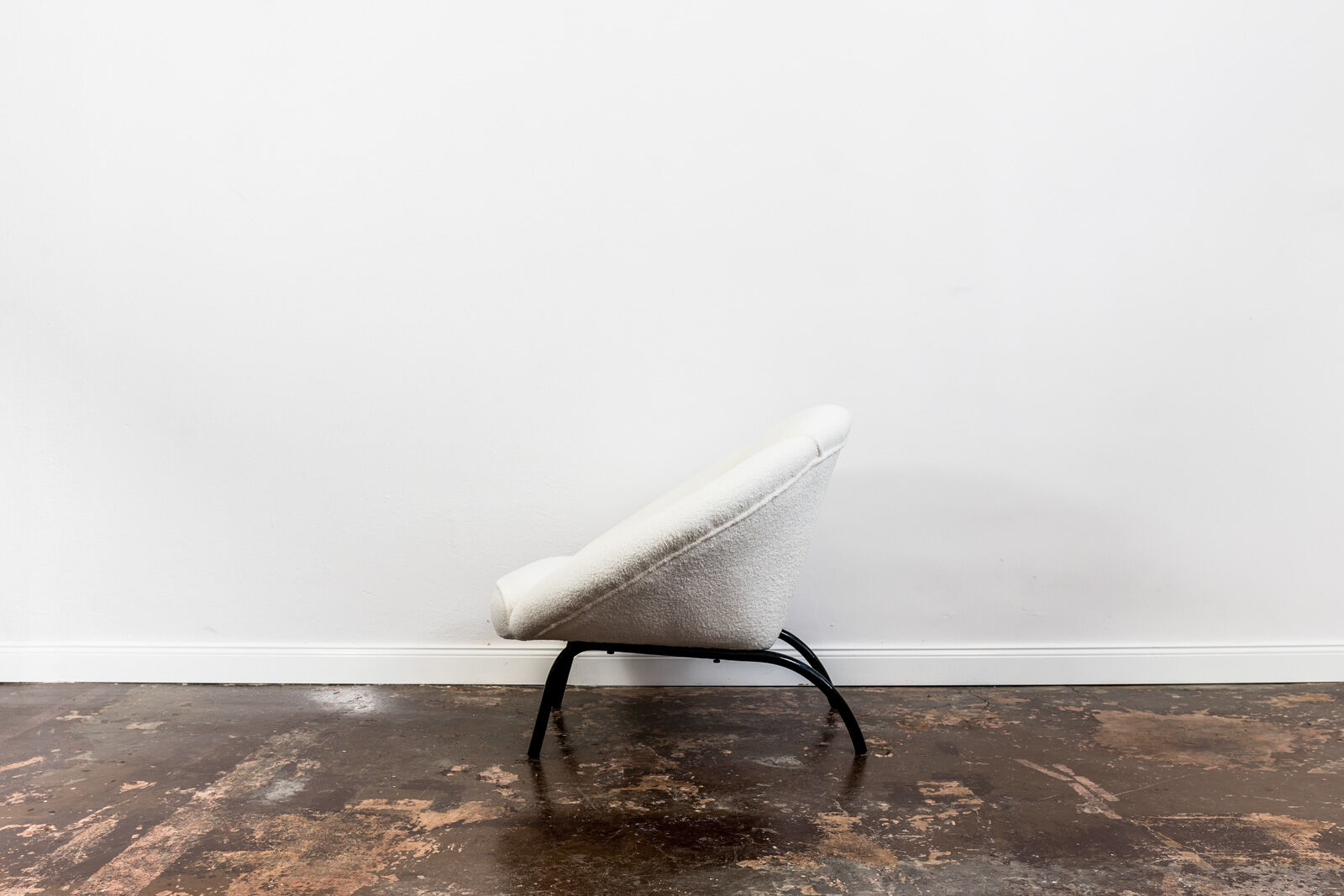 Mid century white boucle armchair 1950's