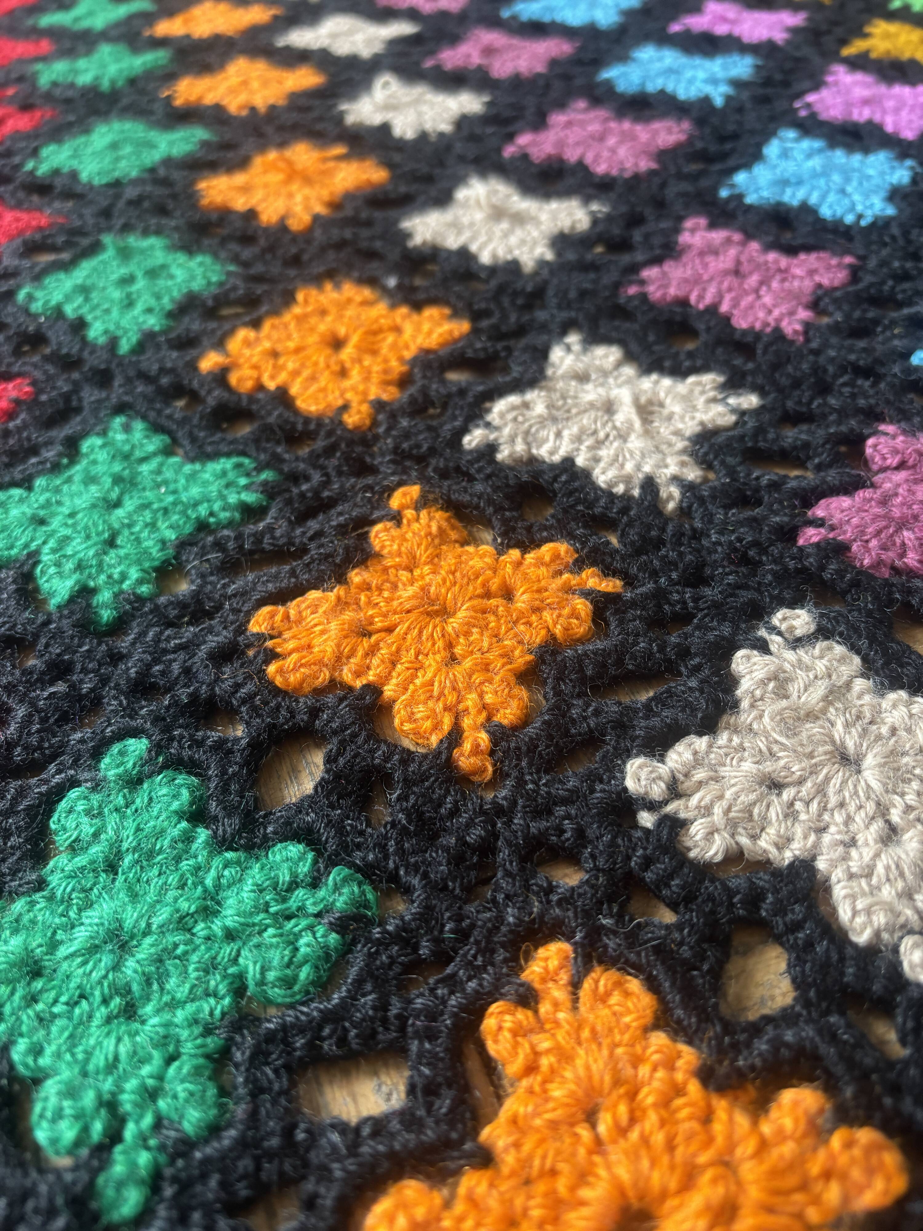 Multicoloured vintage crochet blanket