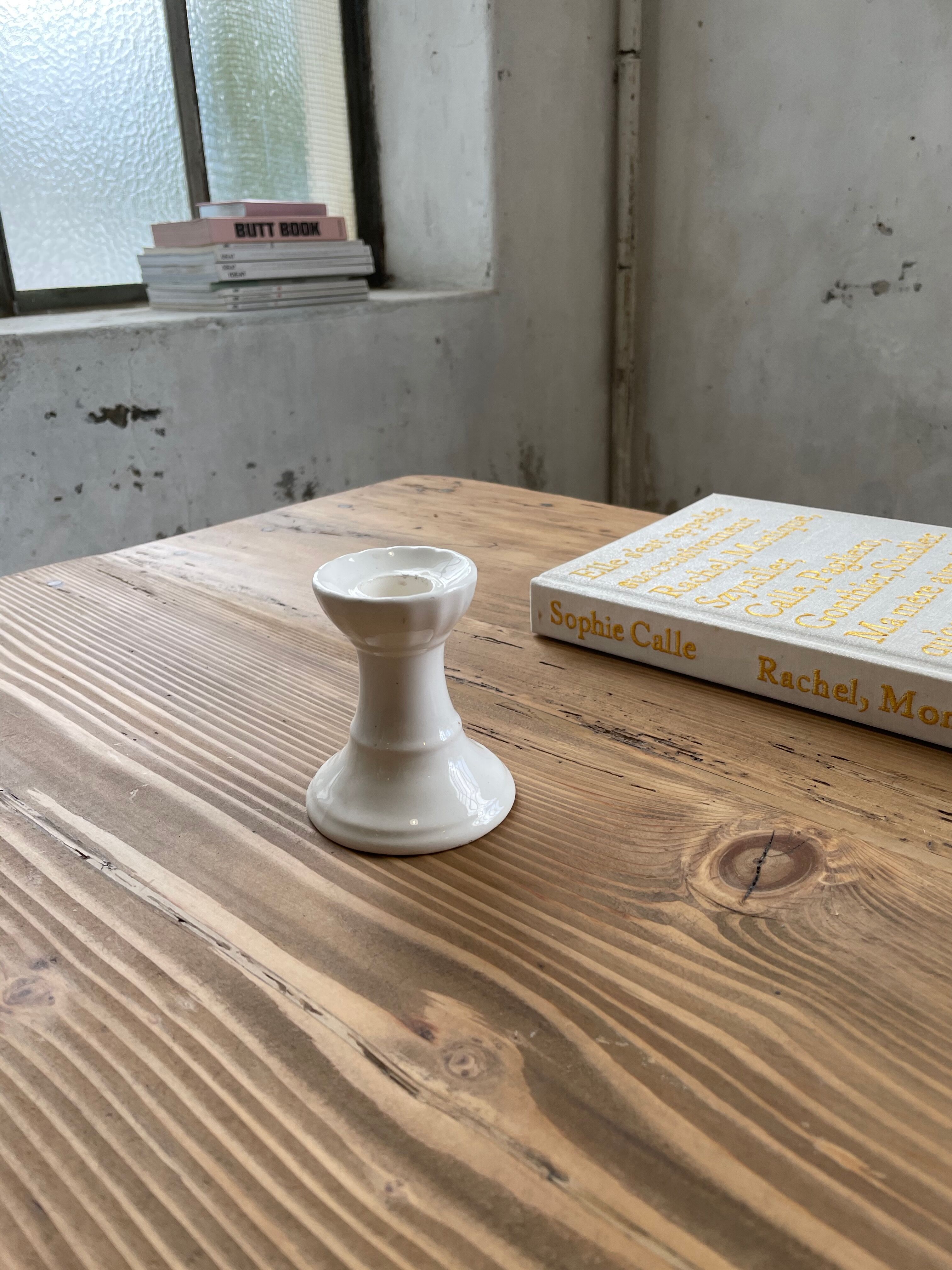 Vintage white ceramic candlestick