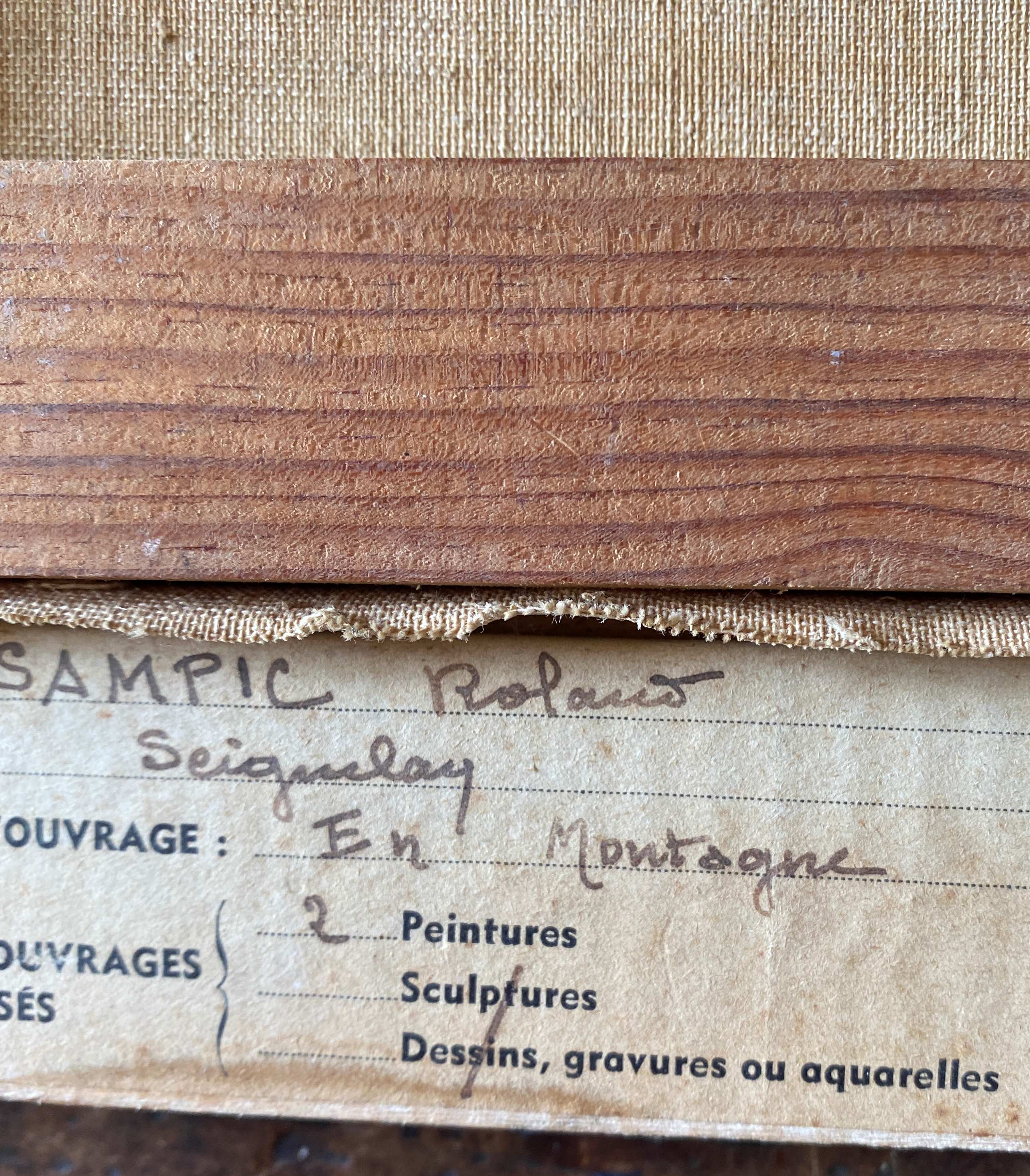 Painting "Mountain landscape" signed Sampic, artist of the Yonne 1952