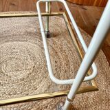 Dessert table with a cream-coloured metal structure and golden brass, 1960s.