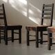 Modernist chairs in oak and woven straw, France, circa 1948