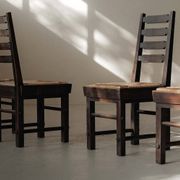 Modernist chairs in oak and woven straw, France, circa 1948