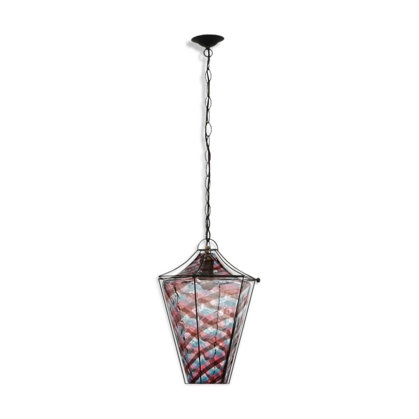 Murano Bianconi glass lantern suspension for Venini circa 1950