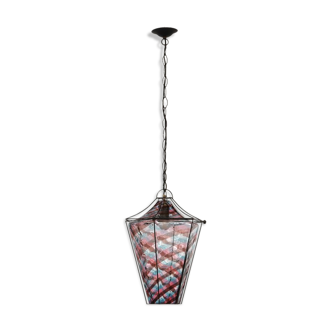 Suspension lanterne en verre de Murano de Fulvio Bianconi pour Venini circa 1950