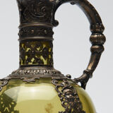 Nineteenth Renaissance style ewer in glass green and brass