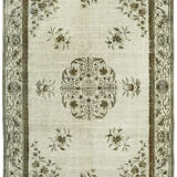 Tapis turc vintage noué à la main des années 1980 188 cm x 317 cm gris