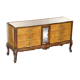 Vintage Italian Buffet in Walnut with Serpentine Front and Mirror Top