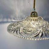 Suspension abat-jour vintage en verre moulé - collection vaisselle -