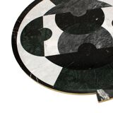 Contemporary Rare Round Italian Table Made of Marble Marquetry Marble and Brass