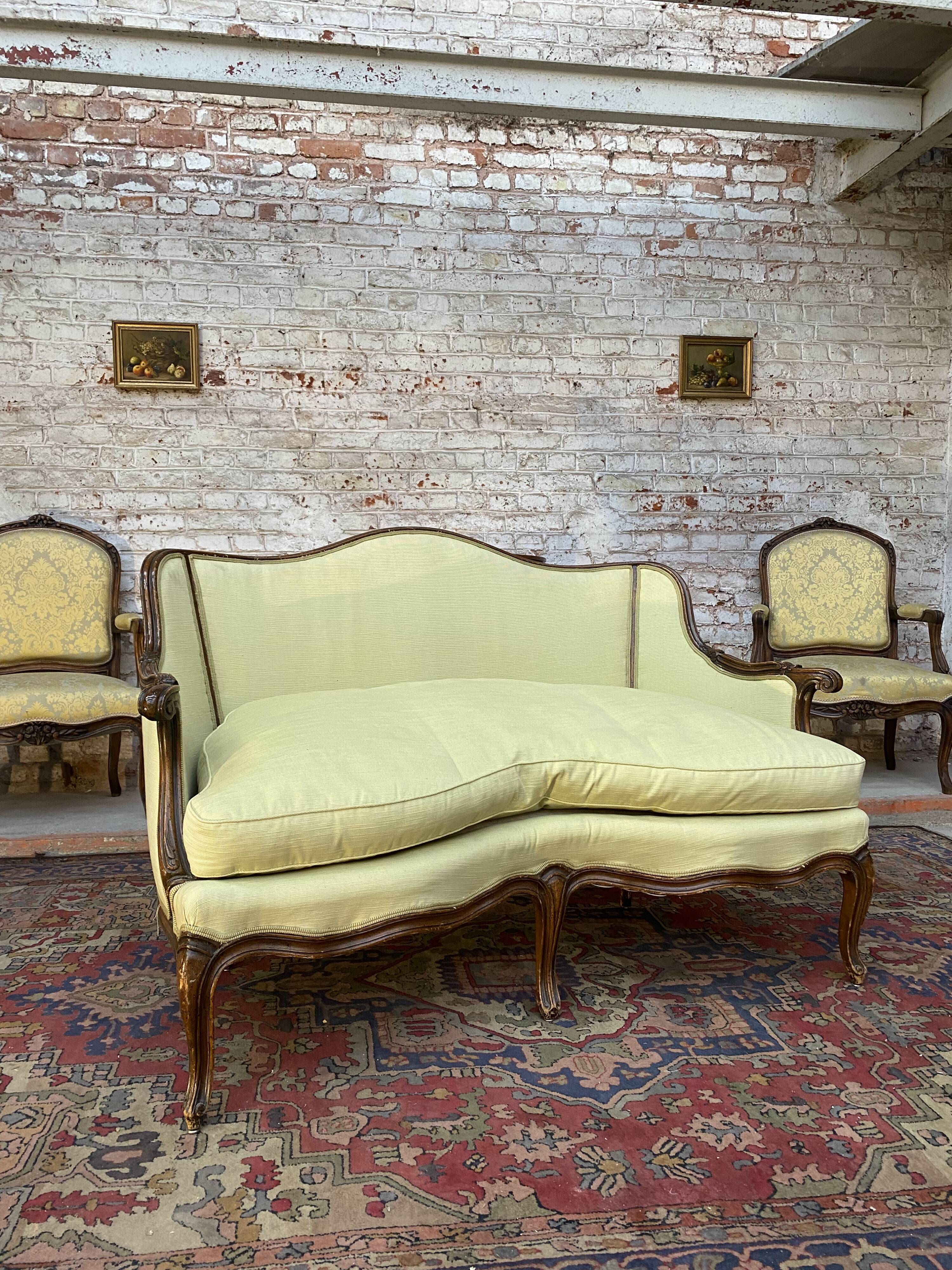 Sofa in natural wood style Louis XV XIX th century