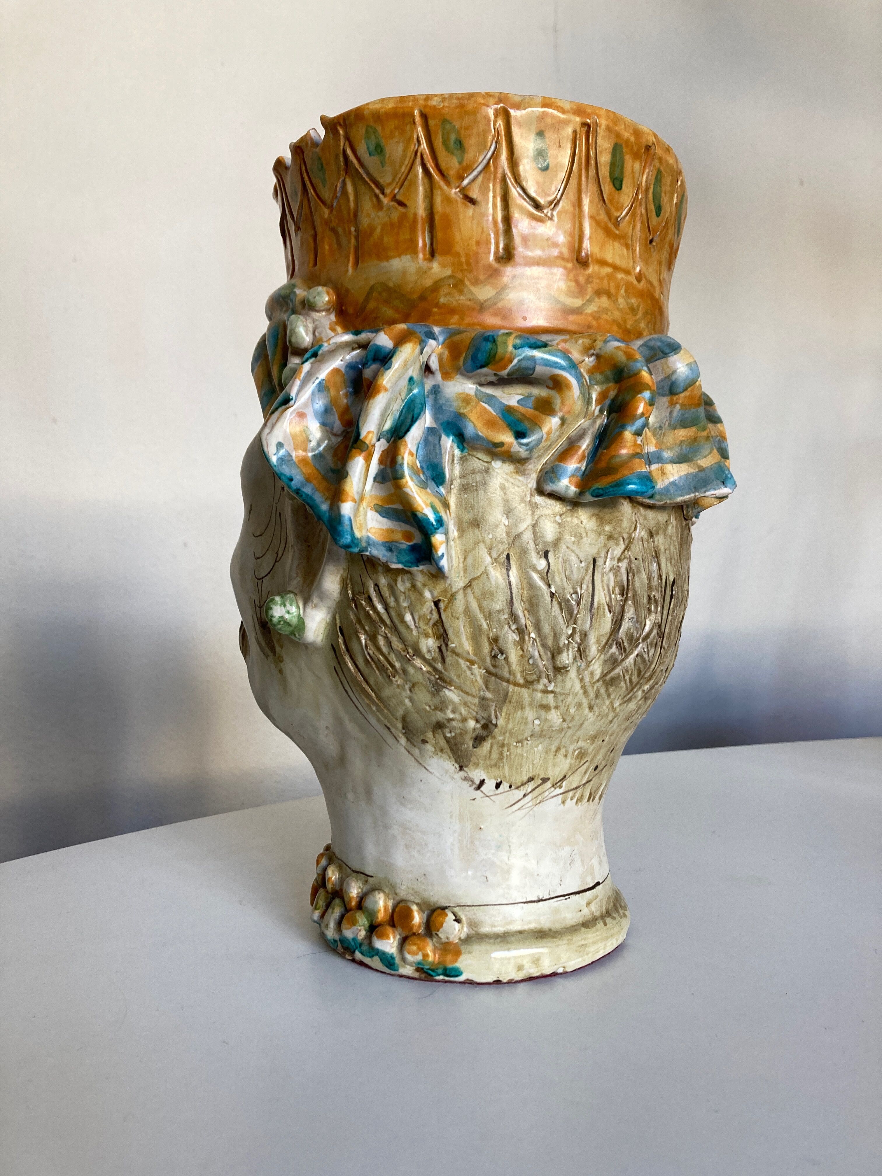 Italian ceramic vase Caltagirone Sicily 1960