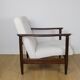 Fauteuil GFM-142, design Edmund Homa des années 70, boucle blanc ivoire - 2 pièces disponibles - bois foncé