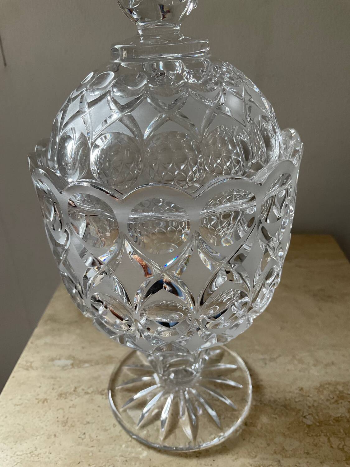 Vintage Crystal Pedestal Jewelry Box