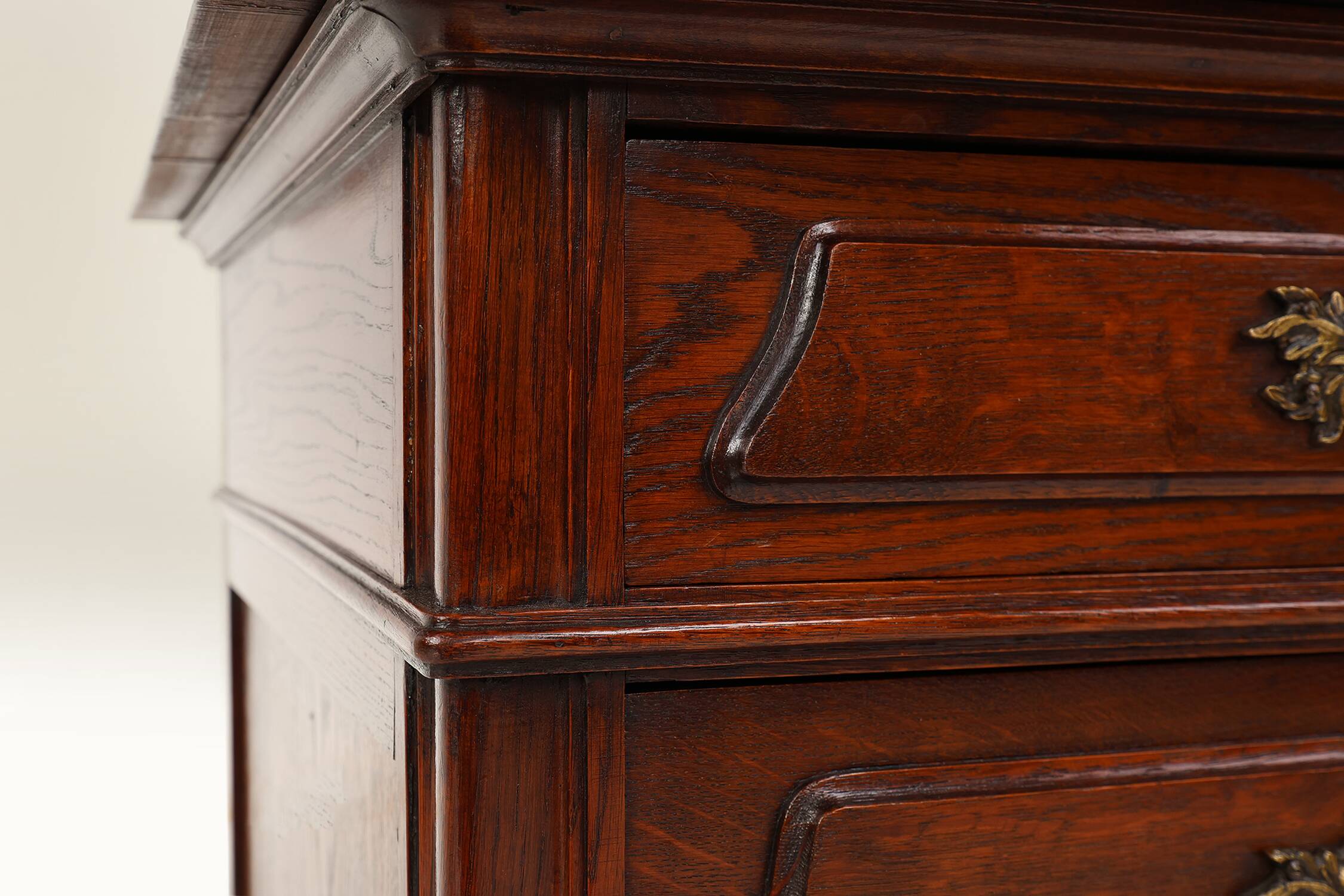 French Antique carved oak chest of drawers