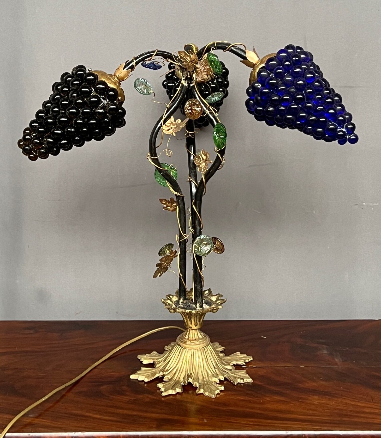 Art Nouveau table lamp with a Murano glass shade.