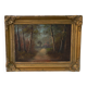 Old signed landscape painting under wood.