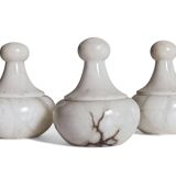 Art Deco Alabaster Set of Three Lidded Urns, Hand-Carved in Spain