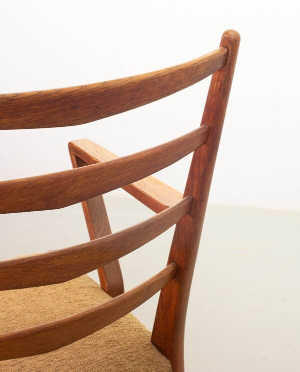 Fauteuils échelle en bois et tissu bouclé caramel Cees Braakman Dutch Design